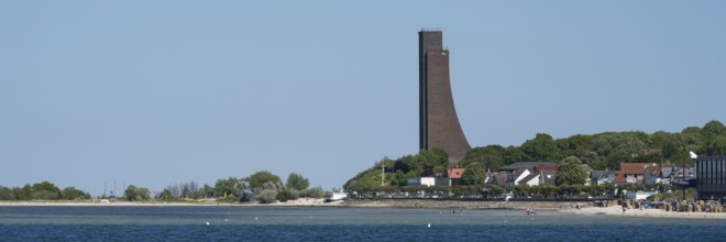 Naval memorial, beach, Laboe, Baltic seaside resort, fjord, Baltic Sea, North Frisia,