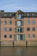 Warehouse building at the harbour, brick building, Husum, North Sea, North Frisia,