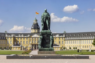 Grand Duke Karl Friedrich Monument. Karlsruhe Palace, former residence of the Margraves and Grand