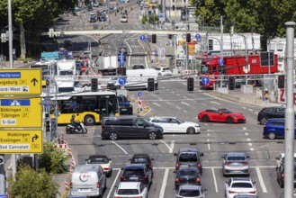 Roadworks traffic obstruction and congestion around the city centre Willy-Brandt-Straße in