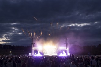Fireworks at the end of J-Hope's performance at the Lollapalooza Festival in the Olympiastadion and