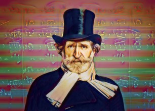 Giuseppe Verdi, 1813 – 1901, Italian opera composer, autograph notesheet from Don Carlos, digitally
