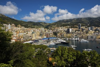 Panorama, Skyline with skyscrapers by the sea, Monte Carlo, Cote d'Azur, Monaco