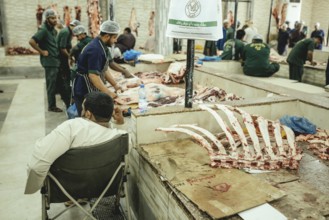 Market hall, section of camel butchers, Salalah, Dhofar, Oman
