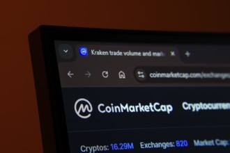 Dhaka, Bangladesh- 02 June 2025: Close-up of a computer screen displaying the Coinmarketcap web