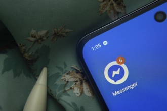 Dhaka, Bangladesh- 07 May 2025: Messenger app icon is seen on smartphone