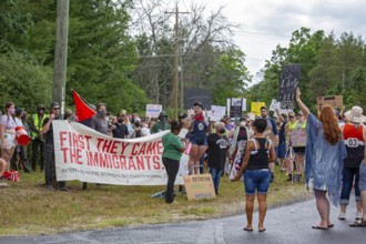 Baldwin, Michigan USA - 4 July 2025 - Activists rally against the North Lake Correctional Facility,