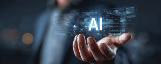 Concept of human and AI Artificial intelligence cooperation and coexisting while increasing