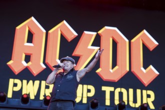 Brian Johnson, lead singer of AC/DC live on Power Up Tour 2025 at the Olympiastadion Berlin on 30