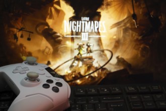 Dhaka, Bangladesh- 22 July 2025: A close-up of a gamepad with the little nightmares 3 seen on