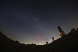 The Milky Way passes over the summit of the Großer Feldberg in the Taunus, near Frankfurt am Main,