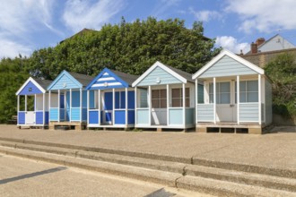 Seaside beach huts on the seafront at Southwold, Suffolk, England, UK