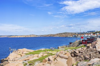 Rinkenäs seaside resort and view of the archipelago, coast of Lysekil, Bohuslän, Västra Götalands