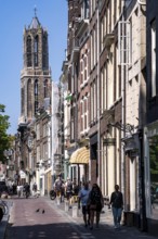 The historic centre of Utrecht, with many old houses, Dom tower, highest church tower in the