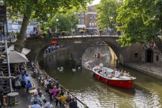 The old town centre of Utrecht, Oudegracht, around 2 km long with many old houses, shops,