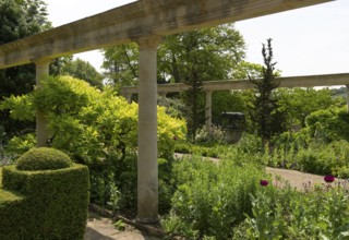 Italianate gardens designed by Harold Ainsworth Peto, Iford Manor, Wiltshire, England, UK