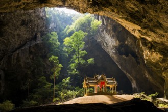Temple in a stalactite cave, Phraya Nakhon Cave, Khao Sam Roi Yot National Park, Hua Hin, Prachuap