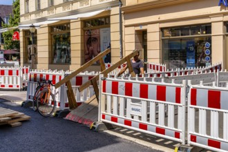 Roadworks in Brandenburger Straße, shopping street in Potsdam, Brandenburg, Germany