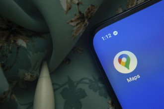 Dhaka, Bangladesh- 07 May 2025: Google Maps app icon is seen on smartphone