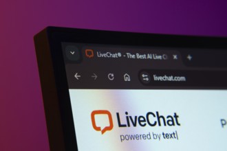 Dhaka, Bangladesh- 02 June 2025: Close-up of a computer screen displaying the LiveChat web