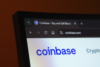 Dhaka, Bangladesh- 02 June 2025: Close-up of a computer screen displaying the coinbase web