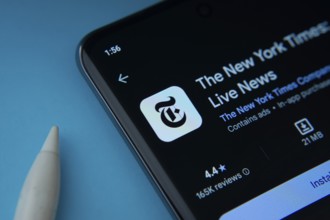 Dhaka, Bangladesh- 18 March 2025: The the new york times app from Google Playstore is displayed on