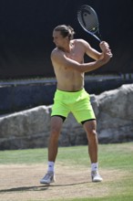Training, warm-up, Alexander Zverev GER, upper body naked, tennis, ATP 250, BOSS Open 2025,