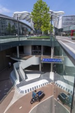Entrance and exit to the central bicycle car park at Stationsplein, the largest bicycle car park in