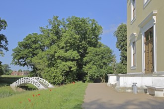 UNESCO Luisium, classicist palace with arched bridge, pond, idyll, Dessau-Wörlitz Garden Kingdom,