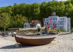 Wooden boats on the beach at Binz, Rügen, Mecklenburg-Western Pomerania, Germany