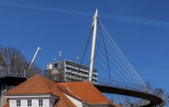 Balcony facing the sea, bridge from the Sassnitz circular path at the harbour, Sassnitz, Rügen,