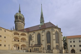 Gothic castle with castle church, UNESCO, Luther city Wittenberg, Fläming, Saxony-Anhalt, Germany