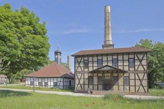 Halloren- und Salinemuseum, former salt works, factory and production for salt extraction, chimney,