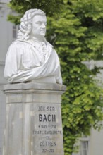 Bach monument, bust, Johann Sebastian Bach, sculpture, inscription, date, memorial, Bachplatz,