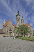 Late Romanesque UNESCO Cathedral of St Peter and Paul with twin towers, landmark, Saale, Naumburg,