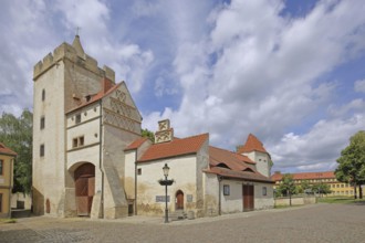 Historic Marientor, former town fortification, town wall, town gate, town tower, Saale, Naumburg,