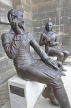 Sculpture Schütz-Novalis Bench by Steffen Ahrens and Grit Berkner 2022, composer Heinrich Schütz,