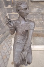 Sculpture Schütz-Novalis bench by Steffen Ahrens and Grit Berkner 2022, composer Heinrich Schütz,