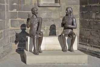 Sculpture Schütz-Novalis Bench by Steffen Ahrens and Grit Berkner 2022, composer Heinrich Schütz,