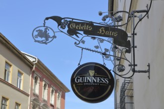 Guinness nose plate on the portal of the Geleitshaus, Gustav Adolf Museum, Weißenfels,