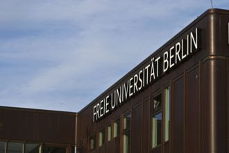 Lettering on one of the main buildings of Freie Universität Berlin in Dahlem