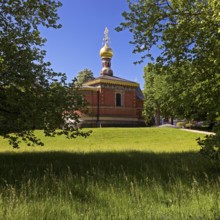 Russian Orthodox Church of All Saints, also known as the Russian Chapel, spa garden, Bad Homburg