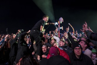 Tim McIlrath, singer of Rise Against at the Rock am Ring Festival on Saturday, Nürburgring race
