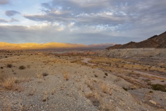 Echo wash drains into the Overton Arm of Lake Mead at Echo Bay, Nevada, USA