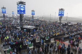 Heavy rain at the Rock am Ring Festival on Saturday, Nürburgring race track race track, 07.06.2025