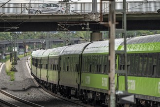 Flixtrain train on the route between Bochum and Dortmund, North Rhine-Westphalia, Germany