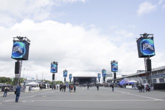 Infield with speaker towers at the Rock am Ring Festival on Friday, Nürburgring race track race