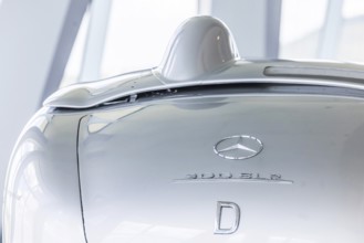 Mercedes-Benz racing car fast transporter from 1955 with 300 SLR racing car. The Mercedes-Benz
