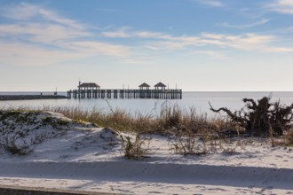 Fishing pier in the Gulf of Mexico at Gulfport, Mississippi, USA