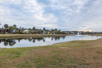 Motorhomes with waterfront lots in RV Resort in southern Alabama, USA